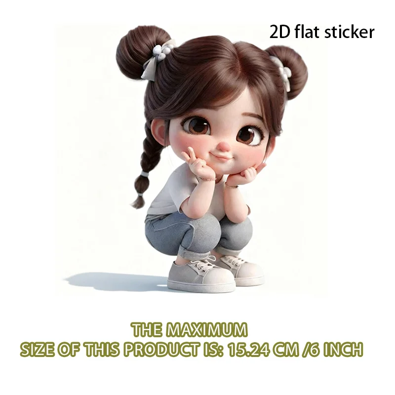 1Pc 2D Flat Cute Bow Girl Vinyl Sticker, Waterproof Decal for Car Motorcycle Laptop Water Bottle Phone Wall Cup, Holiday Gift