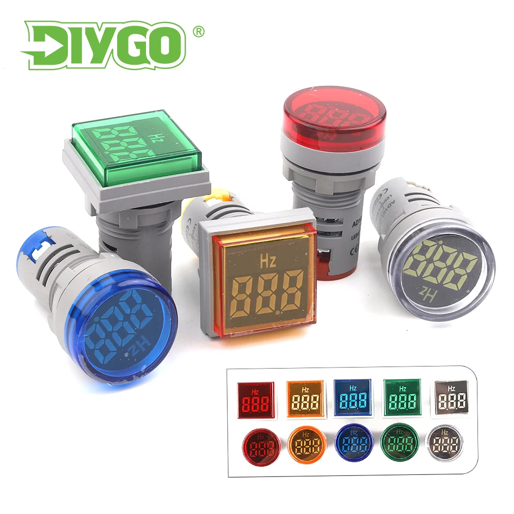 22mm AD50-500V Square Round Measuring Range Digital Display Electricity Hertz meter Frequency Meter Indicator 0-99 Hz Indicator