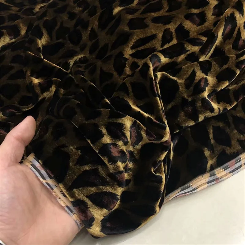 Fashion Classic Leopard Print Silk Velvet Fabric Gold Velvet Light Luxury Sexy Clothing Hot Dance Trend Sewing Fabric Dresses