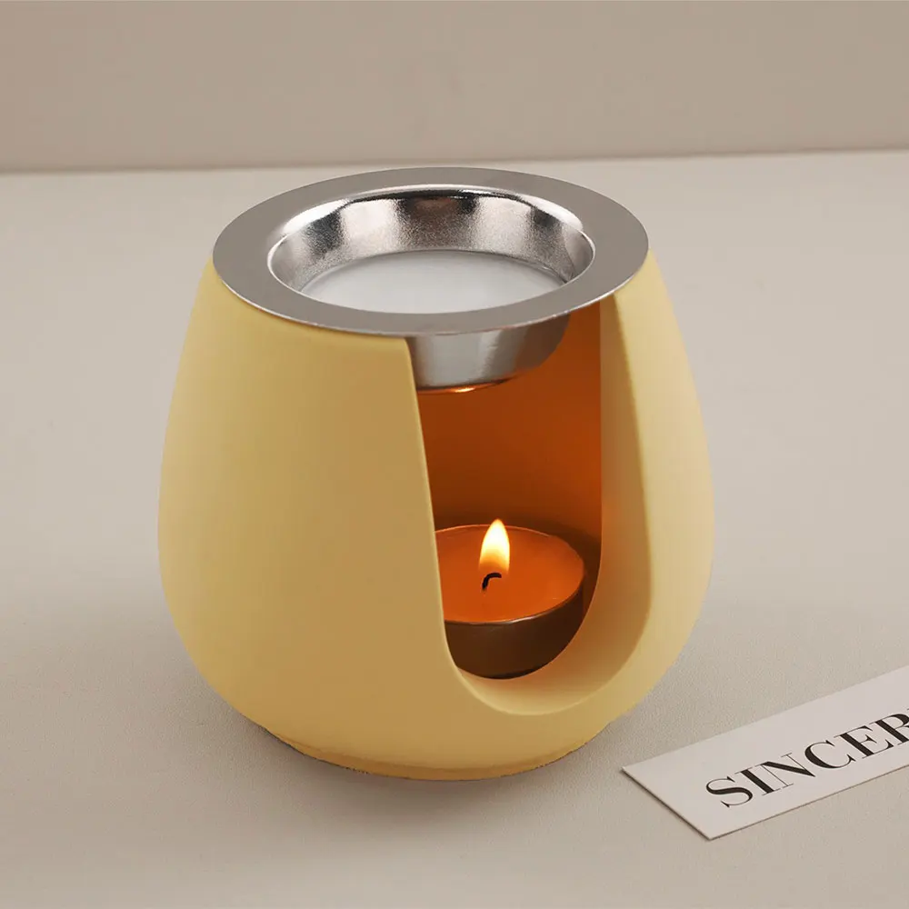 Essential Oil Candle Holder Mold DIY Round Bowl Aroma Wax Melting Stove Hydroponic Plant Vessel Concrete Resin Silicone Mold