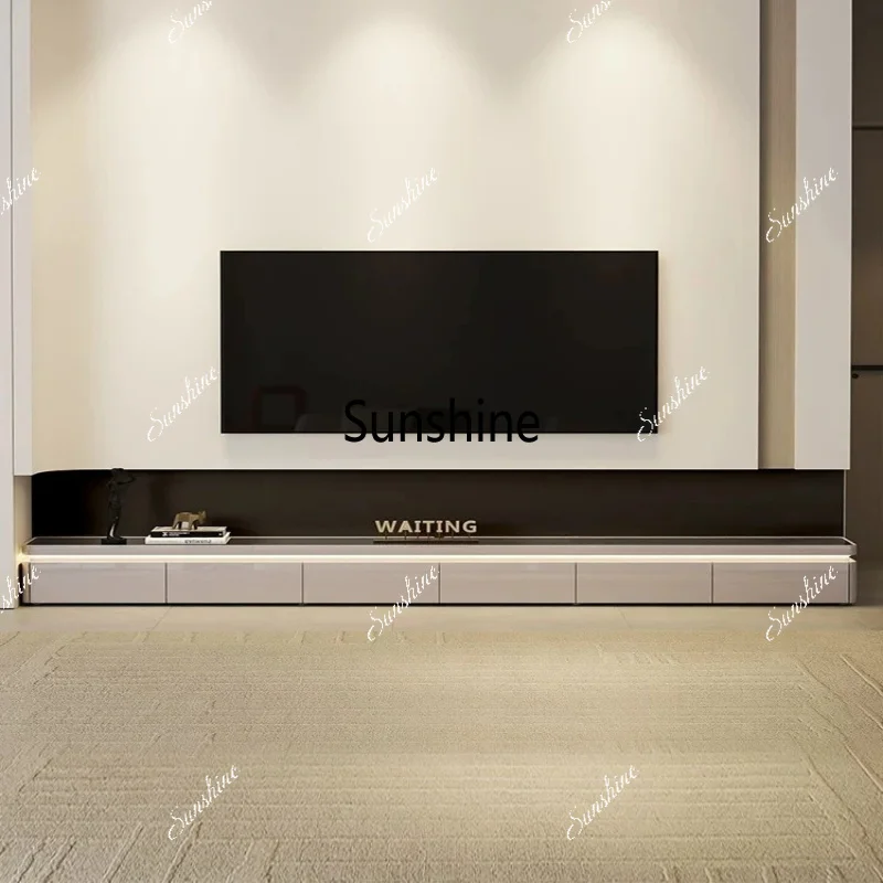 YLH floor TV cabinet light luxury high sense modern simple ultra-thin cream style living room