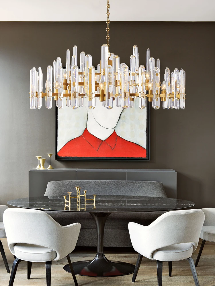 Build Your Home With Our American Crystal E14 LED Black Chrome Pendant Light Chandelier Luminaire Hanging Lamp For Dinning Room
