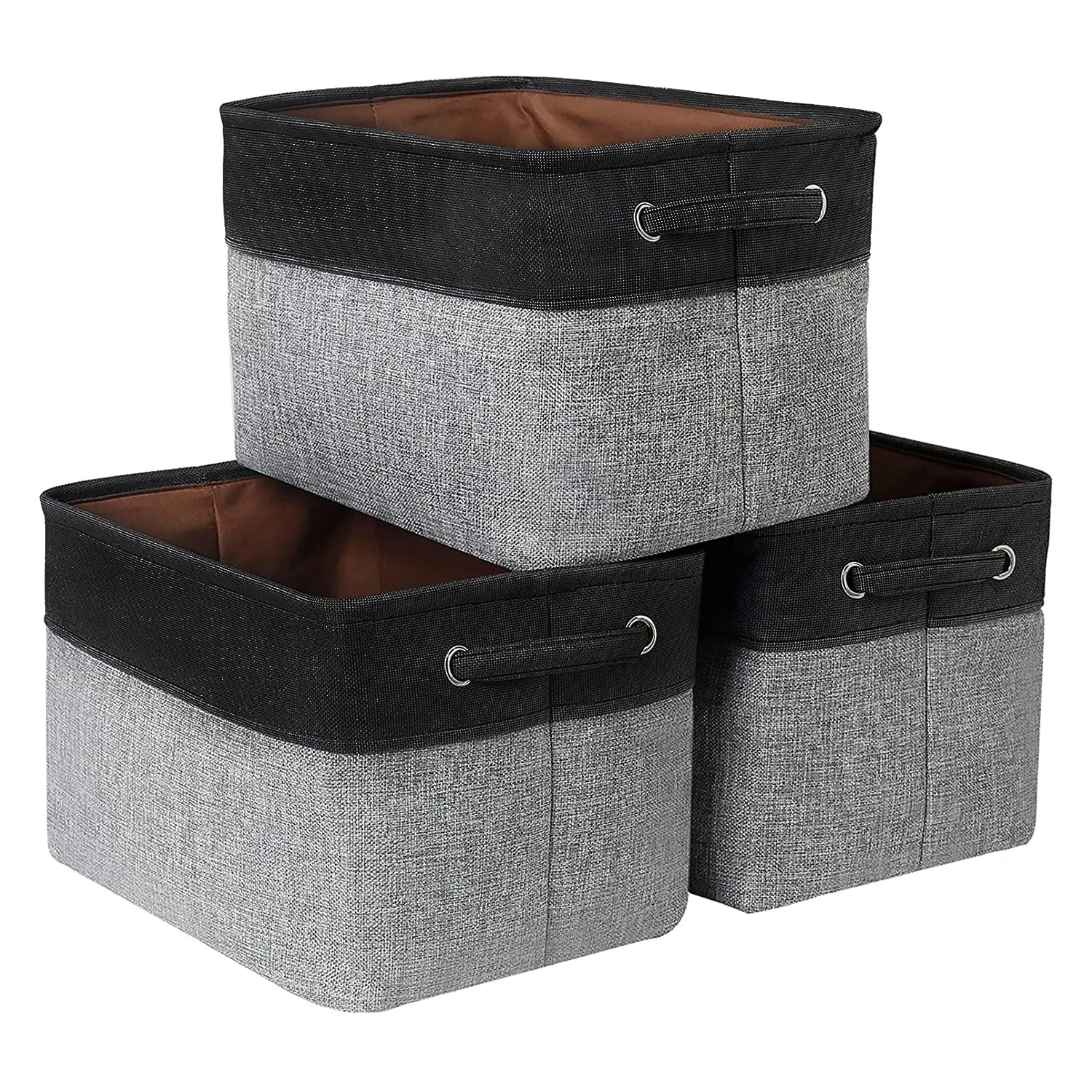 Versatile, Sturdy and Portable Folding Bins Set with Handles - Foldable Canvas Fabric Baskets for Easy Storage - Cubic Storage B