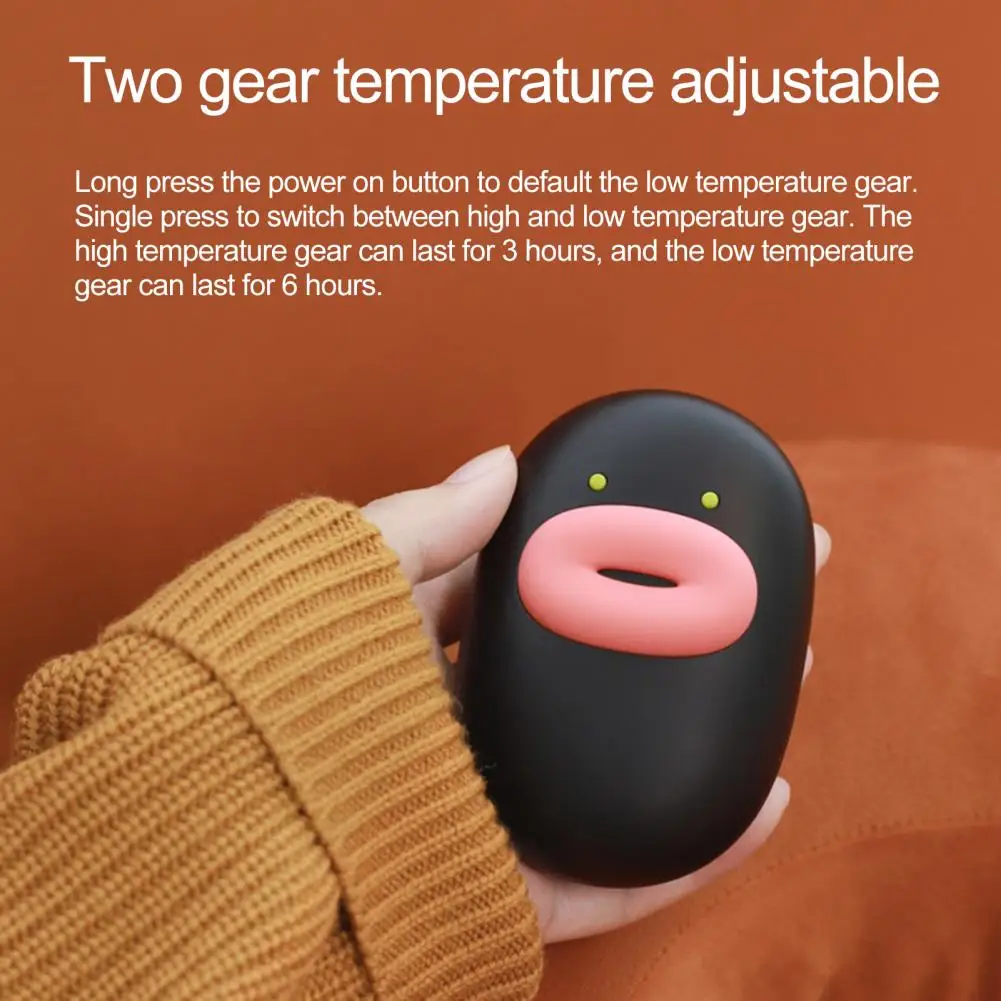 Hand Warmer Heater  Practical Two Gear Adjustment Plastic  Cartoon Cute Mini Hand Warmer Power Bank for Daily Use