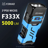 Hands-Free Flood Flashlight YEMAO F333X 5000LM, Neck/Hanging Magnet IPX4 11 Modes for Cave Rescue/EDC