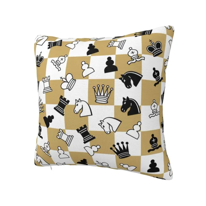 Chess Game Cushion Cover 40x40cm Decoration Printing Chessboard Board Game Throw Pillow for Living Room Double-sided