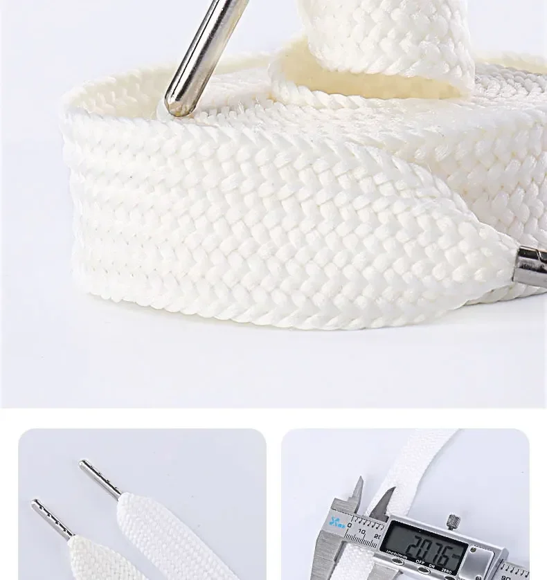 1 Paar 2 cm breite, flache Schnürsenkel für Sneaker, 130 cm lang, klassische Schnürsenkel, lässige Schnürsenkel für Teenager, PVC-/Metallkopf, Schuhzubehör. – Detail 7