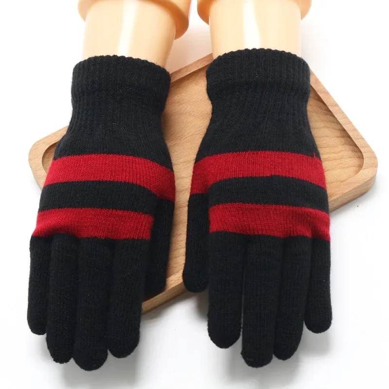 Men Women Wool Velvet Knitted Full Finger Cycling Gloves Winter Warm Thermal Cold Proof Wear Resistant Antifreeze Sports