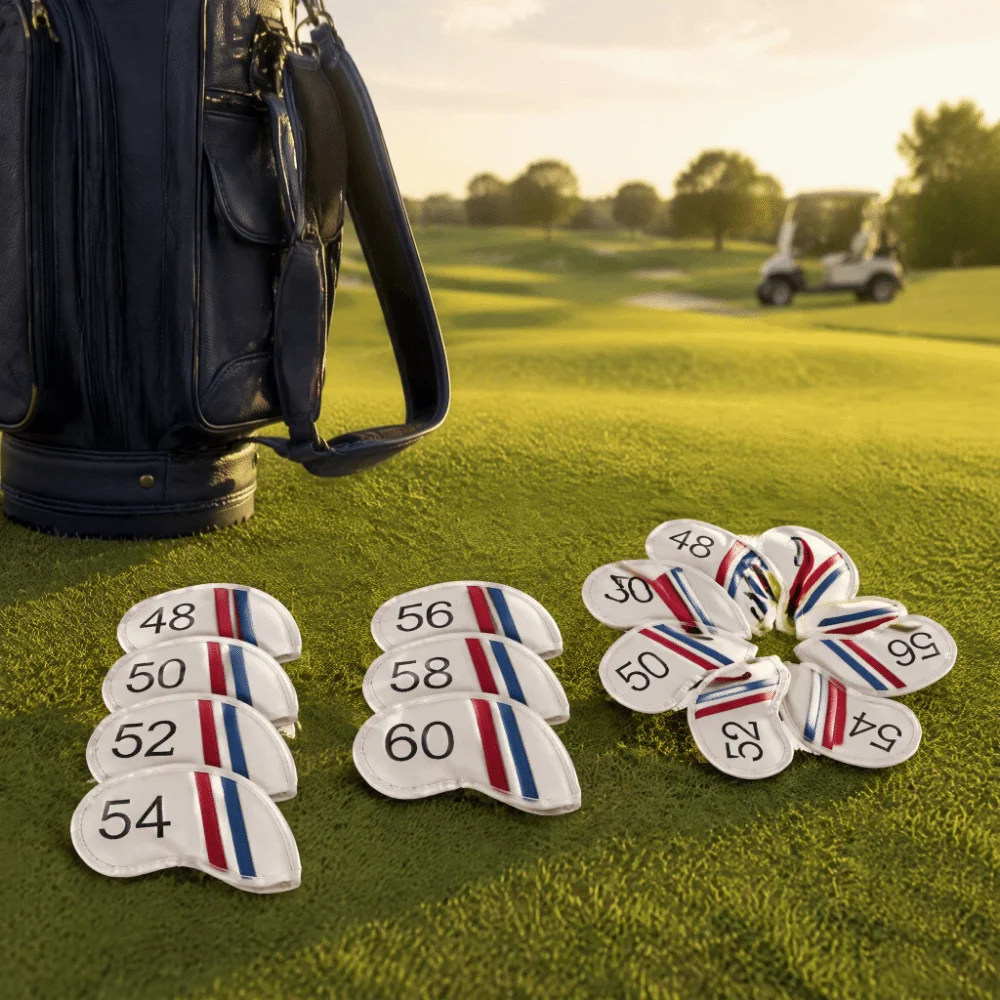 7pcs PU Waterproofing Golf Iron Head Covers 48-60 Degrees Fit Number Print Design Golf Club Head Covers Club Head Protection