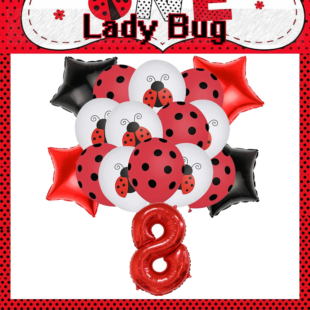 Ladybug Black Red Polka Dots Ballon Sets Party Supplies Girls Wedding Birthday Gift Welcome Baby Party Decoration Helium Globos