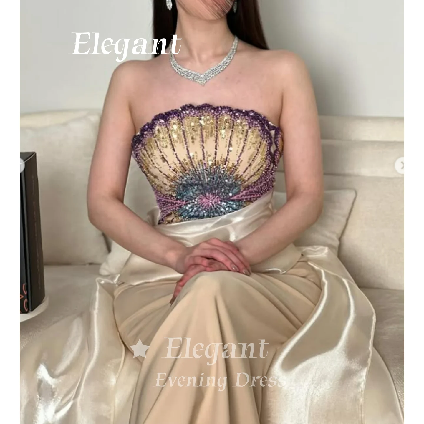 Luxury Mermaid Evening Dresses Prom Dress Dubai Beaded Saudi Crystals Women Strapless Formal Wedding Party Dresses Customized