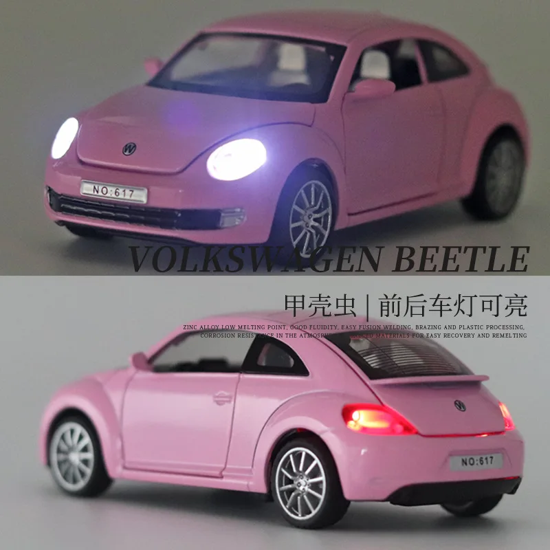 1:32 Volkswagen Beetle Car Metal Car Metal Alloy Car Model Diecast Toy Model Light and Sound Four-door Car Toy E25