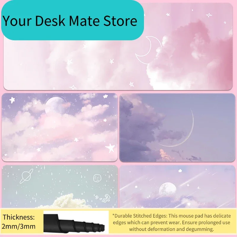 Purple Sky with Crescent Moon Gaming-Mauspad, wasserdichte, rutschfeste Schreibtischunterlage