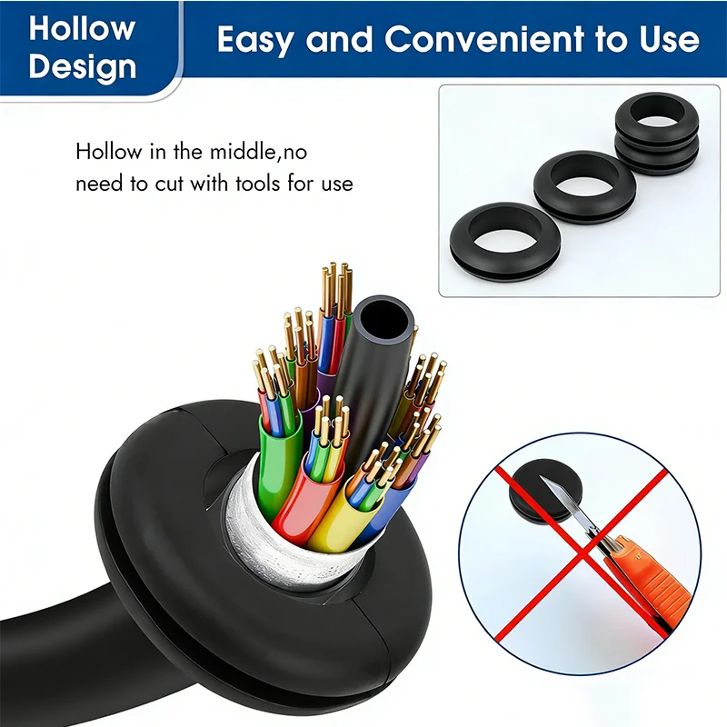Rubber Grommet Kit Rubber Hole Grommet Gasket for Wiring Wire, Automotive Firewall Sheet 7/25', 3/8', 1/2', 5/8', 3/4', 7/8', 1'