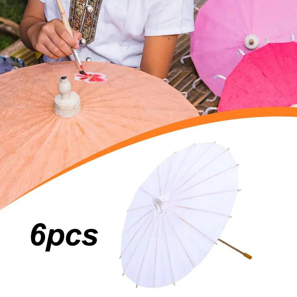 6 peças diy pintura oleada guarda-chuvas em branco pequeno guarda-chuvas de papel decorativo guarda-sóis japoneses chineses para decoração foto prop