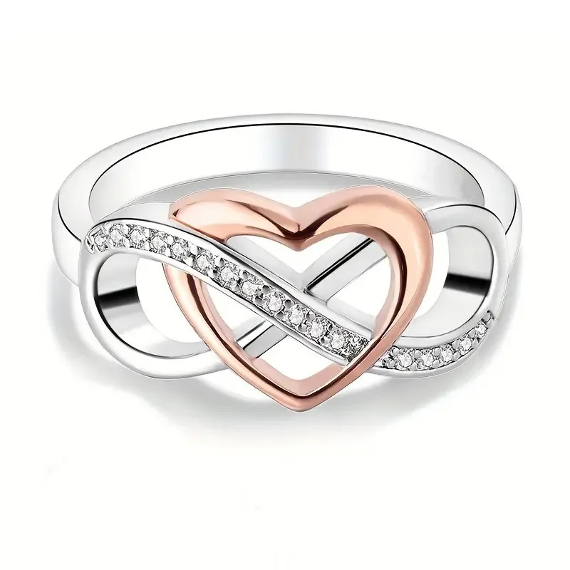 

Imported exquisite hollow heart rings, light luxury and elegant two tone Ubimos ring, holiday promotion gift jewelry