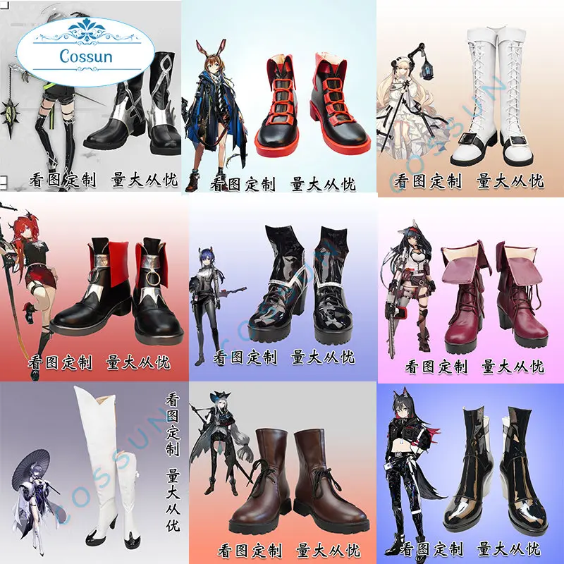 [Customized] Arknights Texas/Amiya/Chen/Blaze/Arene/Nightingale/Whisperain/Surtr/Skadi Cosplay Shoes Boots Women Men PU Leather