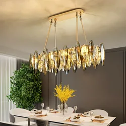 Vintage Oval Dining Room Ceiling Chandelier Lighting Luxury LED 2026 Crystal Lustre Home Decor Pendant Lamp for Living Room
