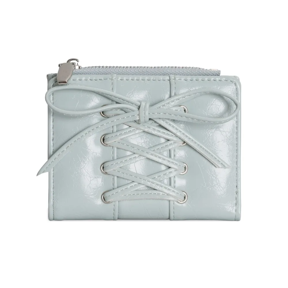 Simple Korean Style Bow Wallet Ultra Thin Short Clutch Card Bag Purse Zipper Coin Pouch Card Storage Bag
