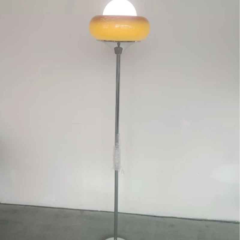 

German light luxury glass hemispherical translucent floor lamp, high-end simple cross-border cloakroom atmosphere light iron