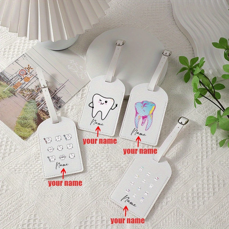 

Customizable Teeth Pattern Luggage Tag - ID Clip with Cartoon Tooth Design, Durable Travel Accessory for Suitcases, Bags, Cases