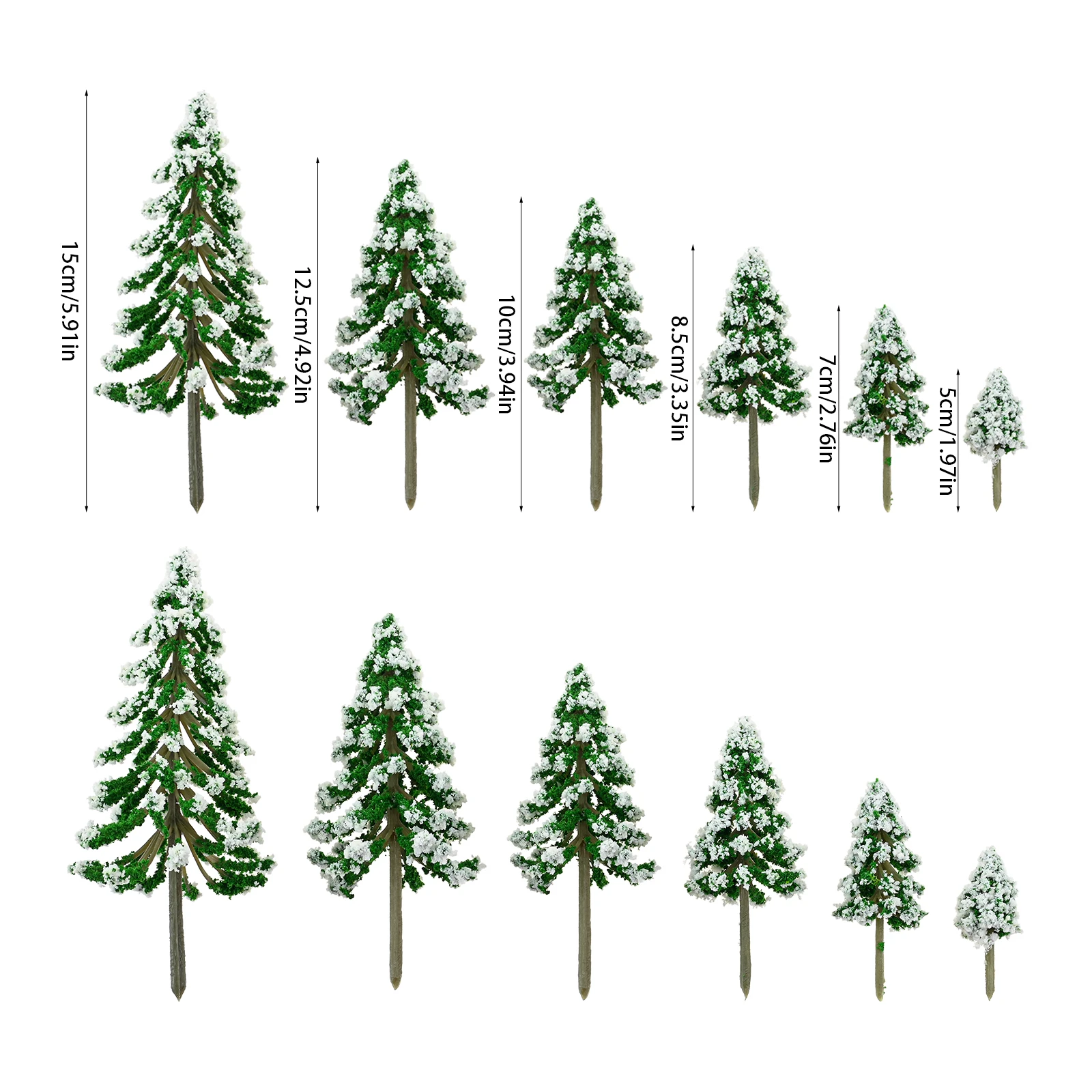 12pcs 5-15cm Cedar Trees Model Mini Snow Pine Train Scenery Landscape Miniature Diorama for Road Architecture Building DIY Decor