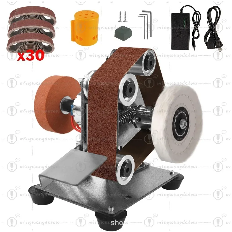 Vertical Mini Electric Bench Grinder, Multi-functional Belt Sander Polisher Woodworking Grinding and Knife Sharpening Tool