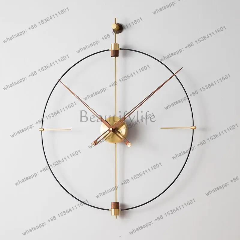 Retro Hang Clocks Circle Wall Clock Living Room Luxury Copper Decoration Watch Bedroom Creative Silent Watches Accessories