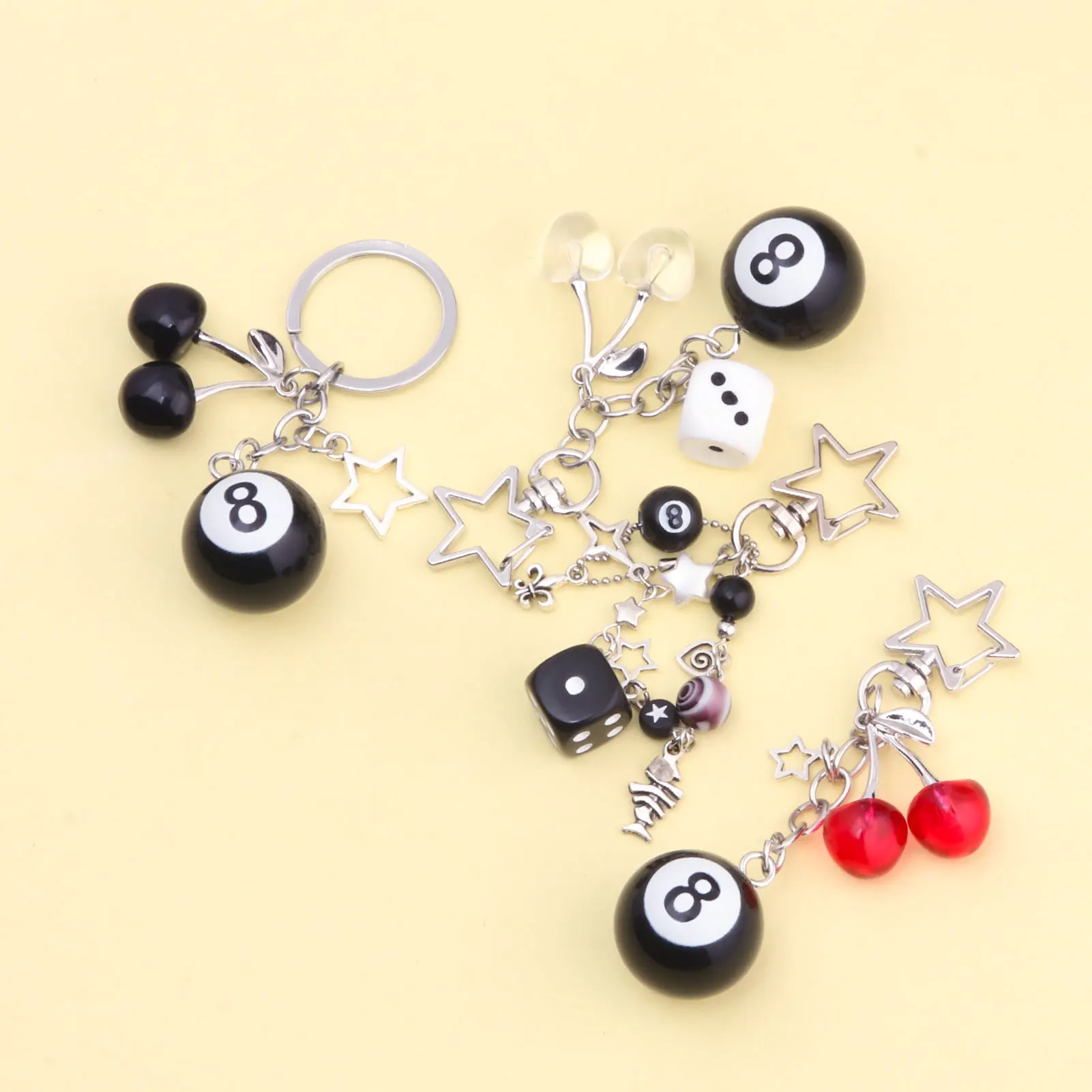 Hiphop Black 8 Billiard Keychain Mini Ball Keyring Resin Pendant Cherry Decorative Jewelry Gift Target Winner Ball Accessories