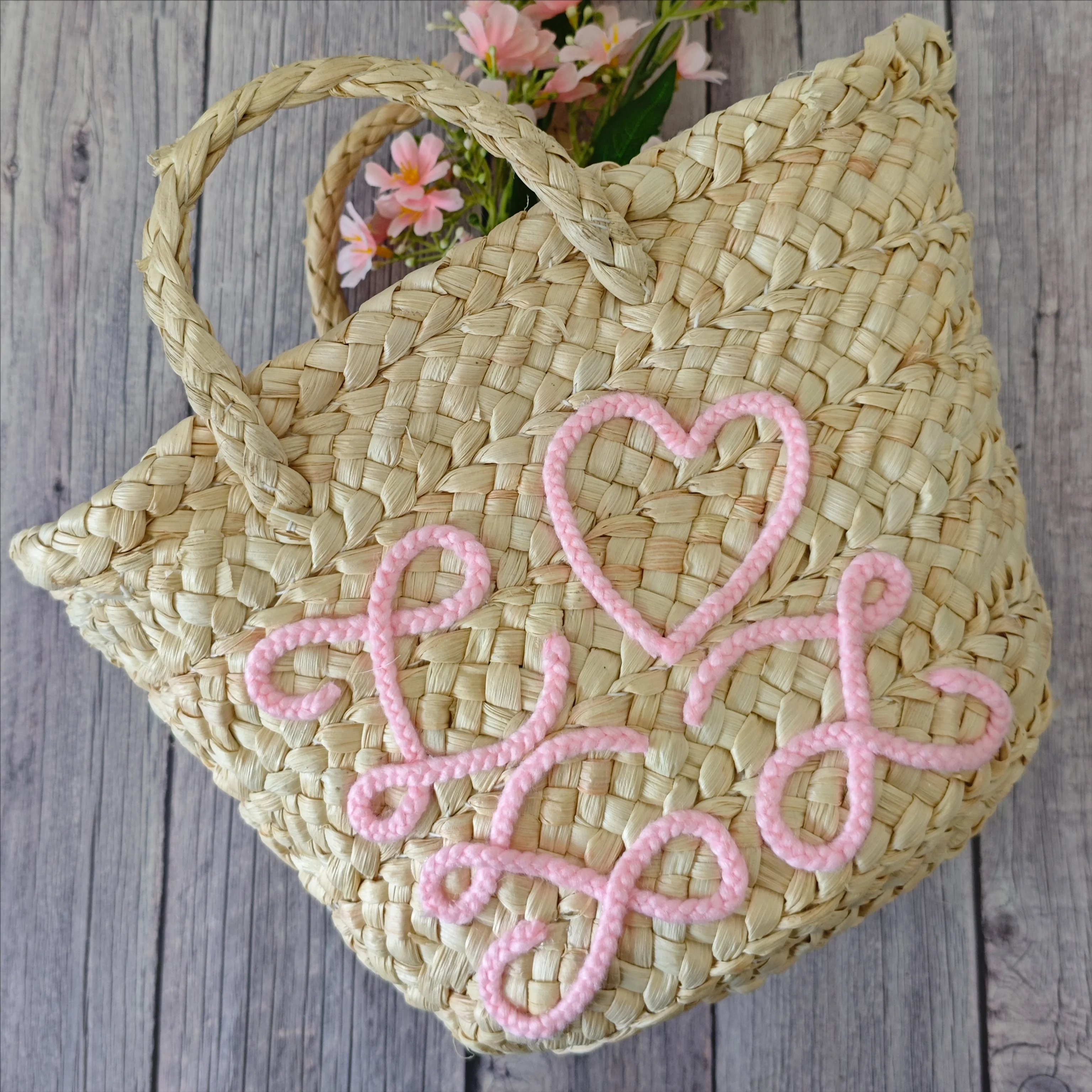 Personalized Rope-Embroidered Basket 2025 New Style Woven Tote Bags Hand-made Unique Design Colorful Yarns Camping Storage Food