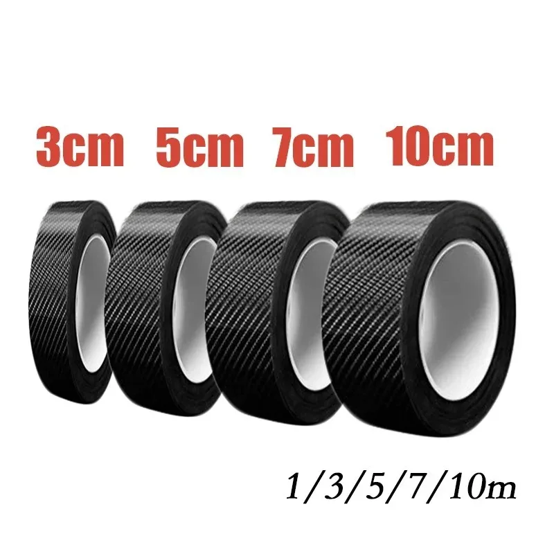 1/3/5pcs 1/3/5/7/10m Carbon Fiber Protector Strip Sticker Auto Bumper Door Sill Protection Anti-stepping Car Decoration Tape 3D