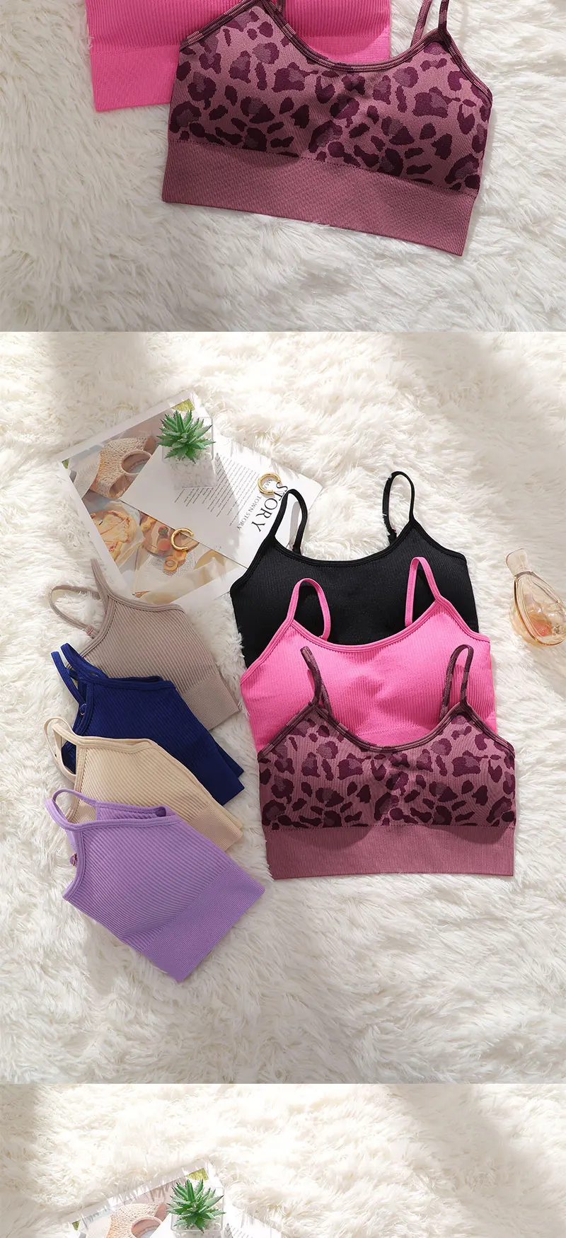 Dünner Träger, geripptes Crop-Top, nahtlos gepolstertes Bralette, weich, hochelastisch, ärmellos, Sport-BH, lässiges Alltags-Yoga-Fitness-Tanktop – Detail 9