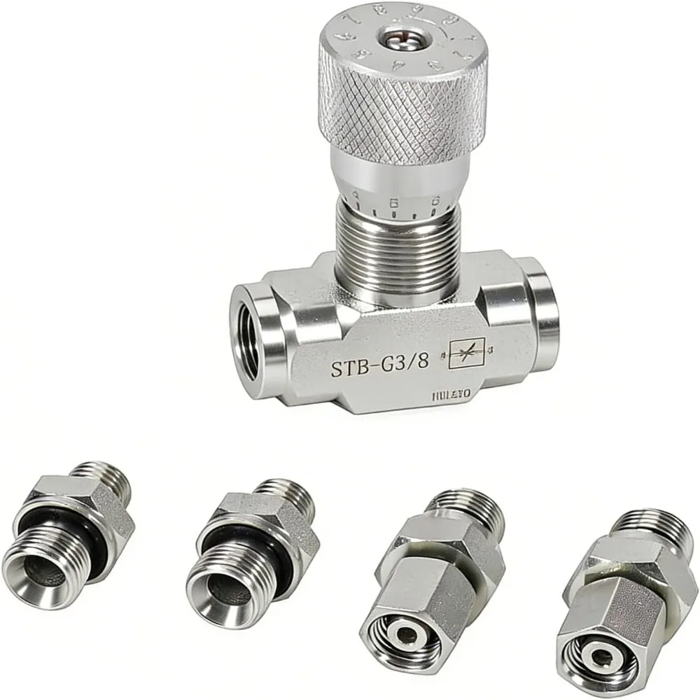 5pcs 3/8 Inch Hydraulic Flow Control Valve G3/8 Thread L08 Model Bidirectional Restrictor Valve Bidirectional Flowrate