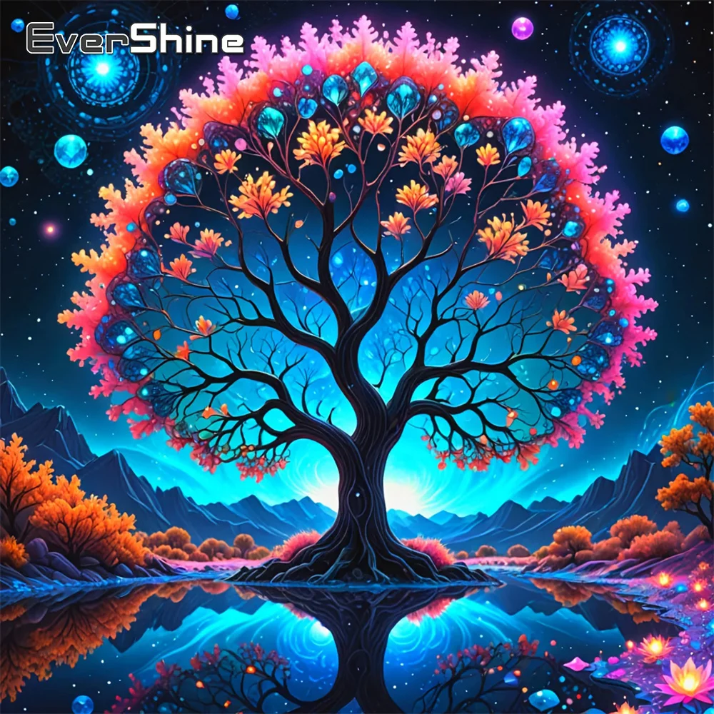 Evershine 5D Diamantmalerei Landschaft Stickerei Baum Vollquadrat Kreuzstich Diamantmosaik Sternenhimmel Handgemachtes Hobby