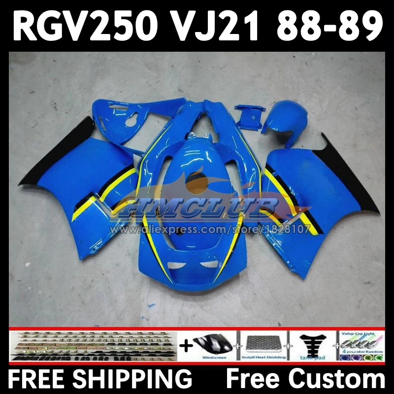 Body RIZLA blue Kit For SUZUKI SAPC VJ21 RGV250 88 89 18No.26 RGVT250 VJ 21 RGV-250 RGVT RGV 250 CC 1988 1989 Full Fairing Set