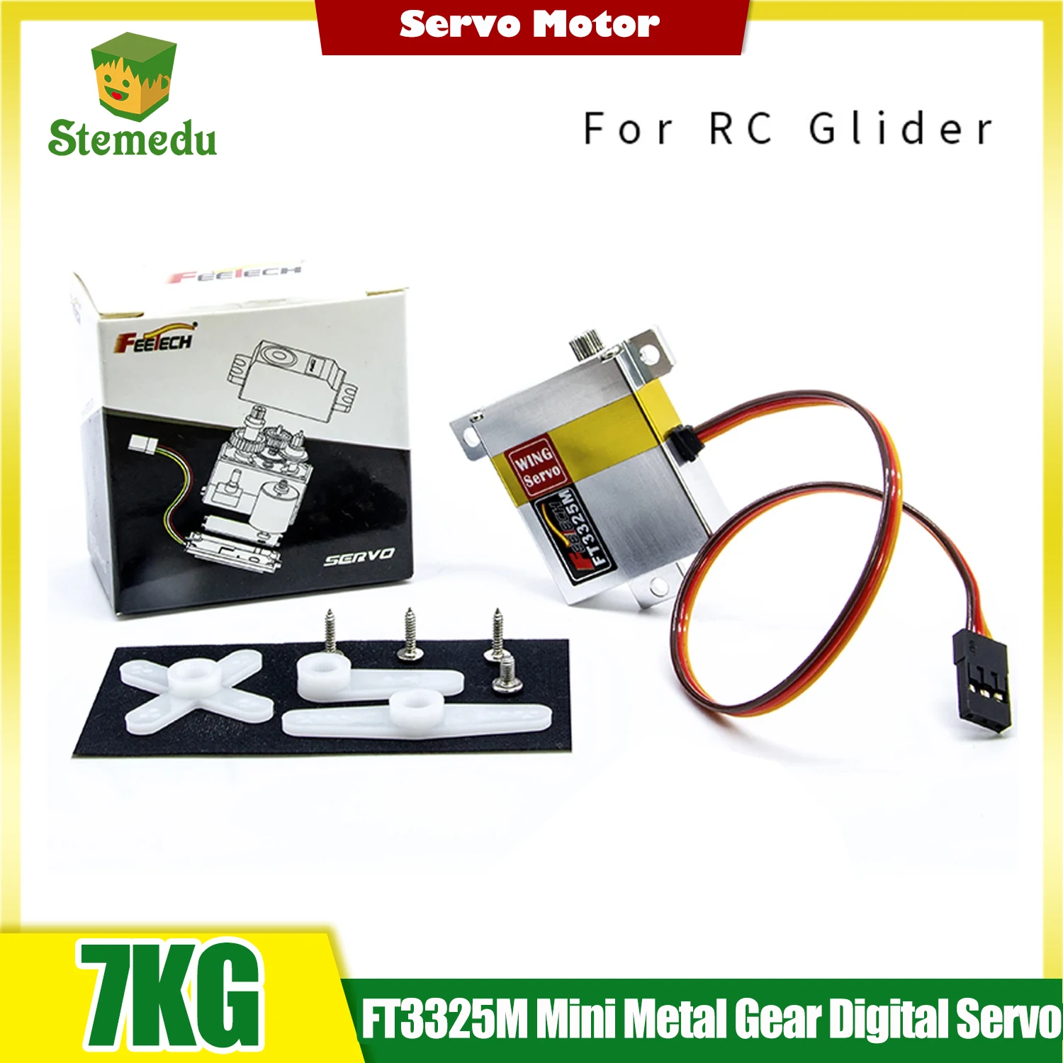 

Feetech FT3325M Wing Servo 7KG Torque Полностью металлические шестерни Полностью алюминиевый корпус Микротонкий сервопривод для радиоуправляемого планера 1 шт. 2 шт. 4 шт.