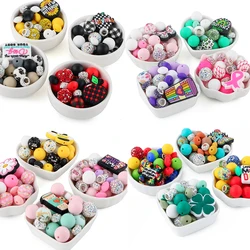 33Pcs/Set New Silicone Focal Beads Silicone Round Lentil Loose Bead Set For Jewelry Making DIY Keychain Pen Bracelet Accessories