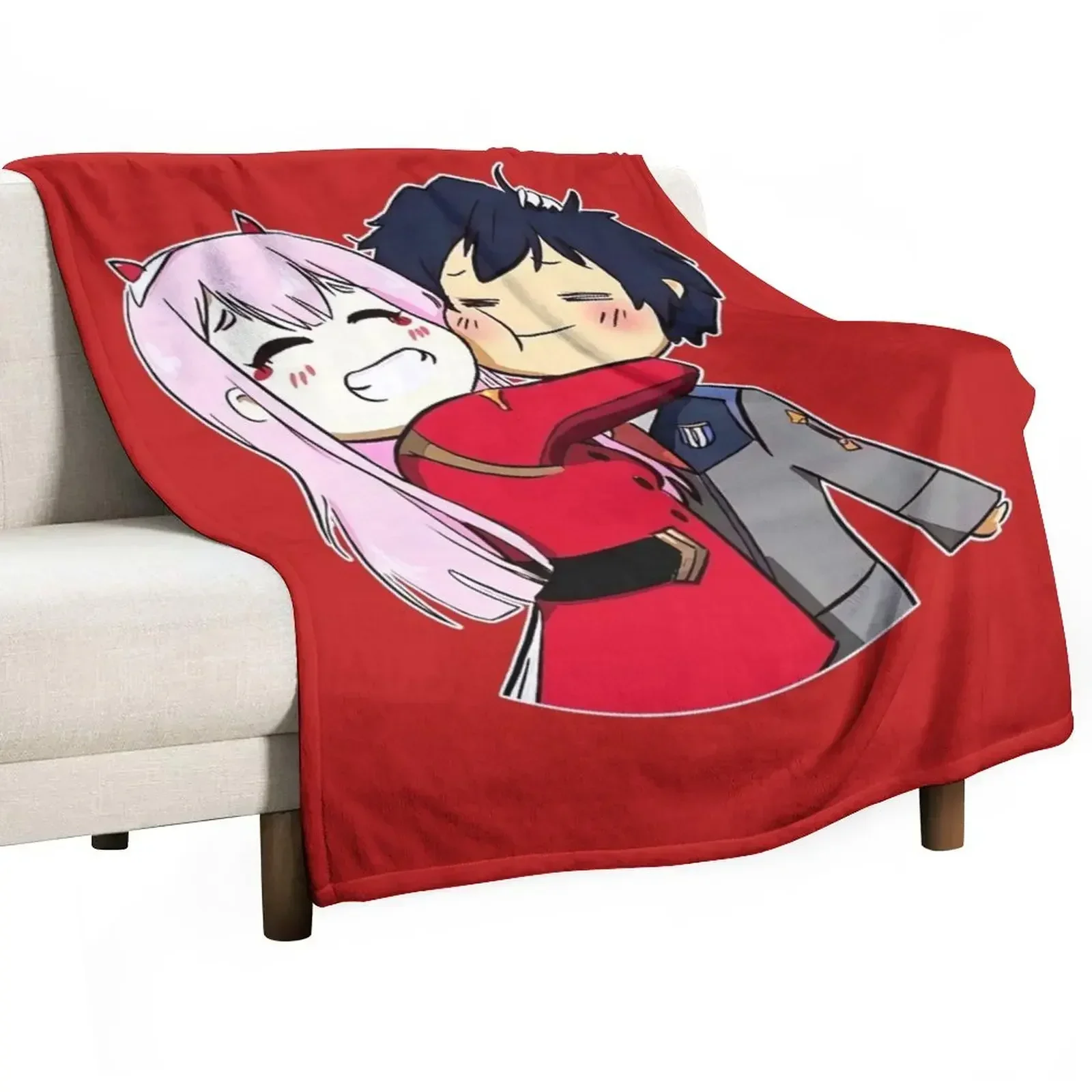 adorable zero two and hero chiby Throw Blanket Warm Sofa Blankets