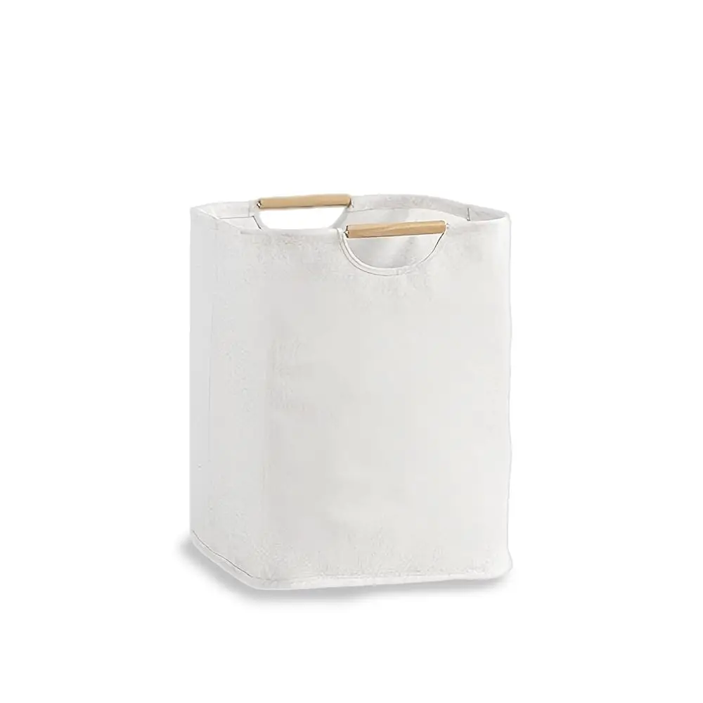 

Складная корзина для белья с деревянными ручками - вместимость 36 л/8 галлонов, водонепроницаемая корзина для хранения из ткани Оксфорд, отдельно стоящая