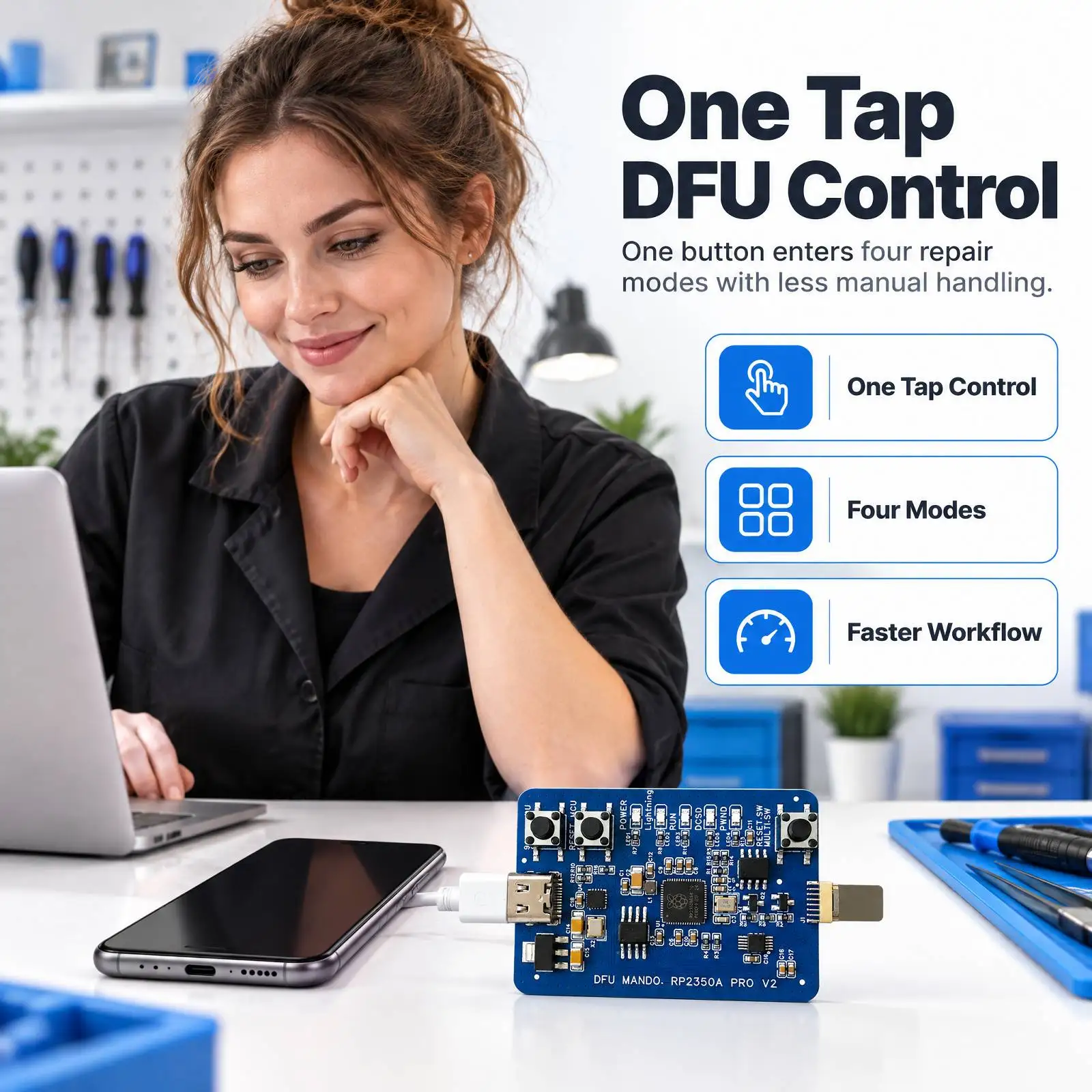 for Phone XS XR 11 Pad RP2350A DFU PWND Purple Screen DCSD One-Click Auto PCB Repair Board Tool