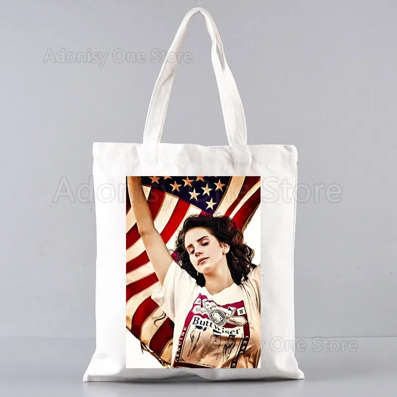 Lana Del Rey Canvas Shopping Bags Print Tote Bag Eco Reusable Shopper Bag Canvas Shoulder Bag Large Handbag