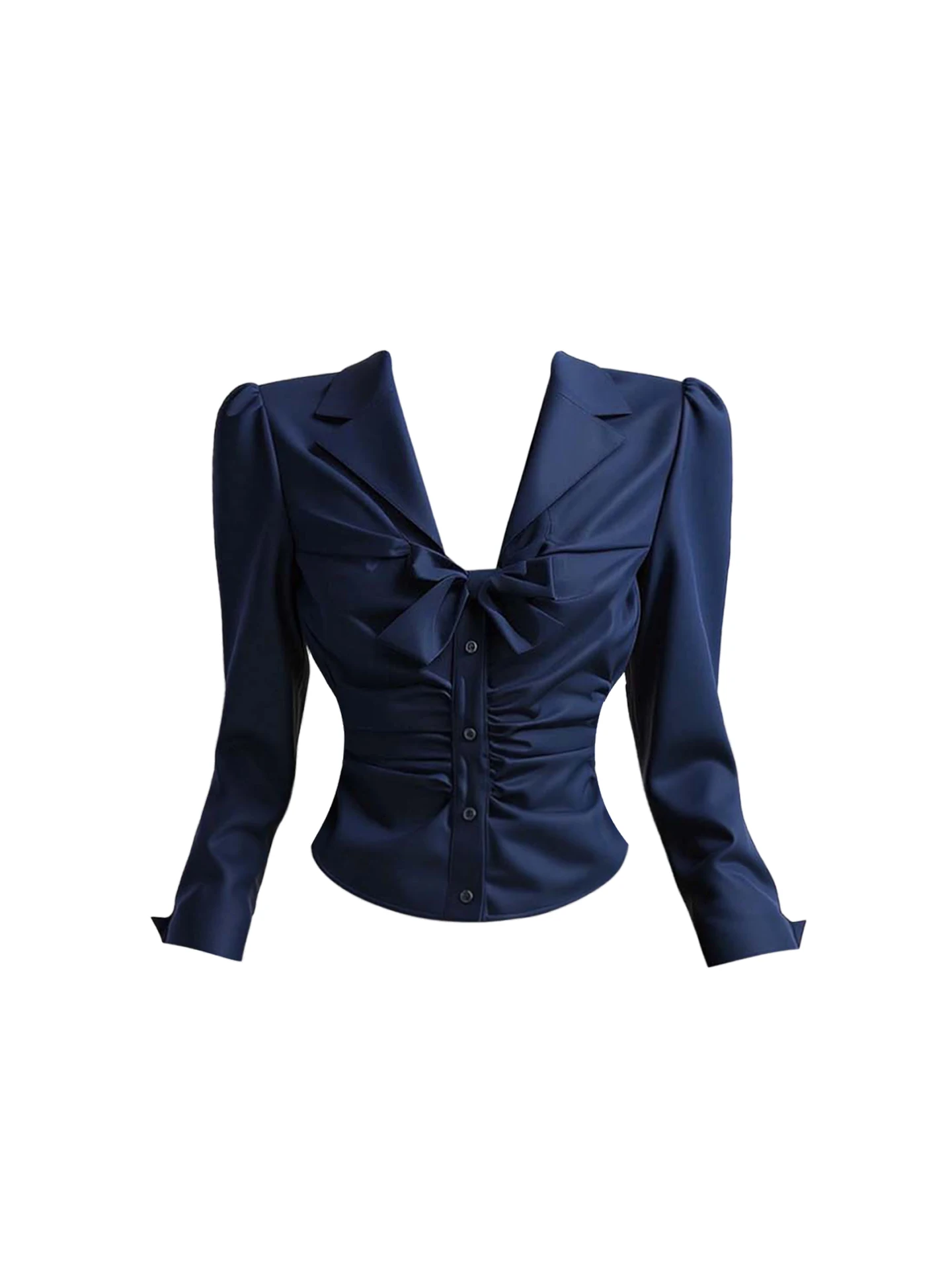 HEZA Sweet Knot V-Ne Long Sve irt Feminino Cintura Alta Emagrecer Flor Bud f Saia Conjunto Outono Faion plus...