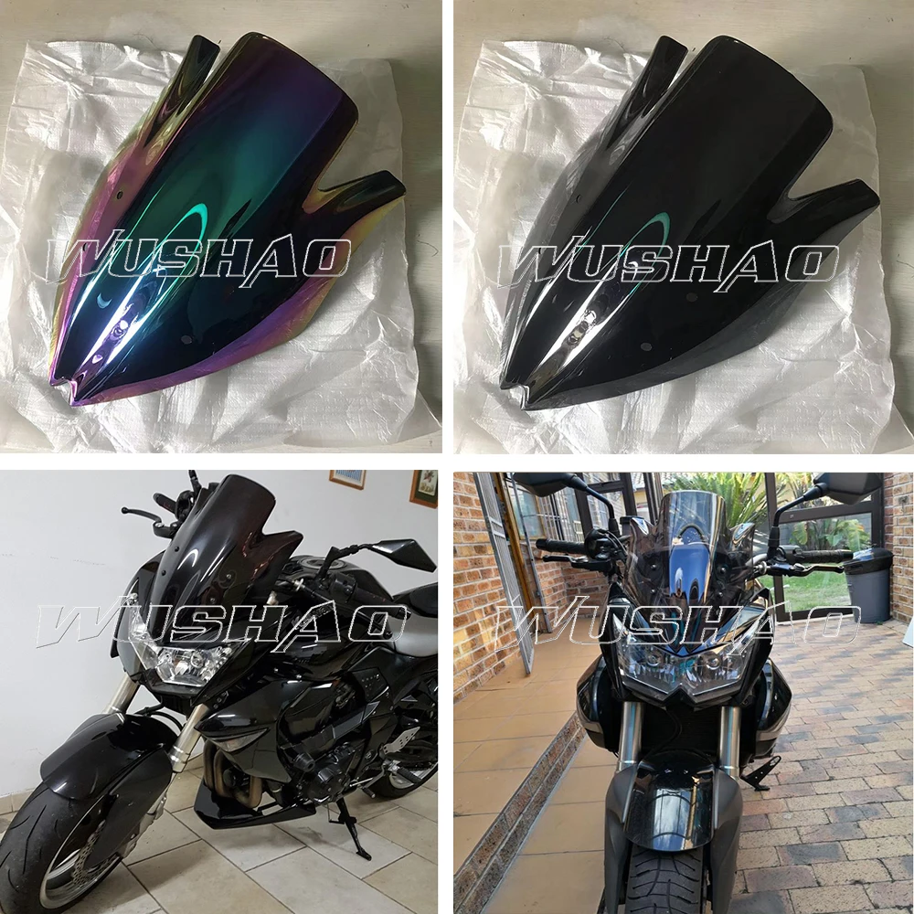 Motorcycle Windshield Z1000 Parabrisas Windscreen Screen Wind Deflector For Kawasaki Z 1000 2007-2009 Black Glass viento moto