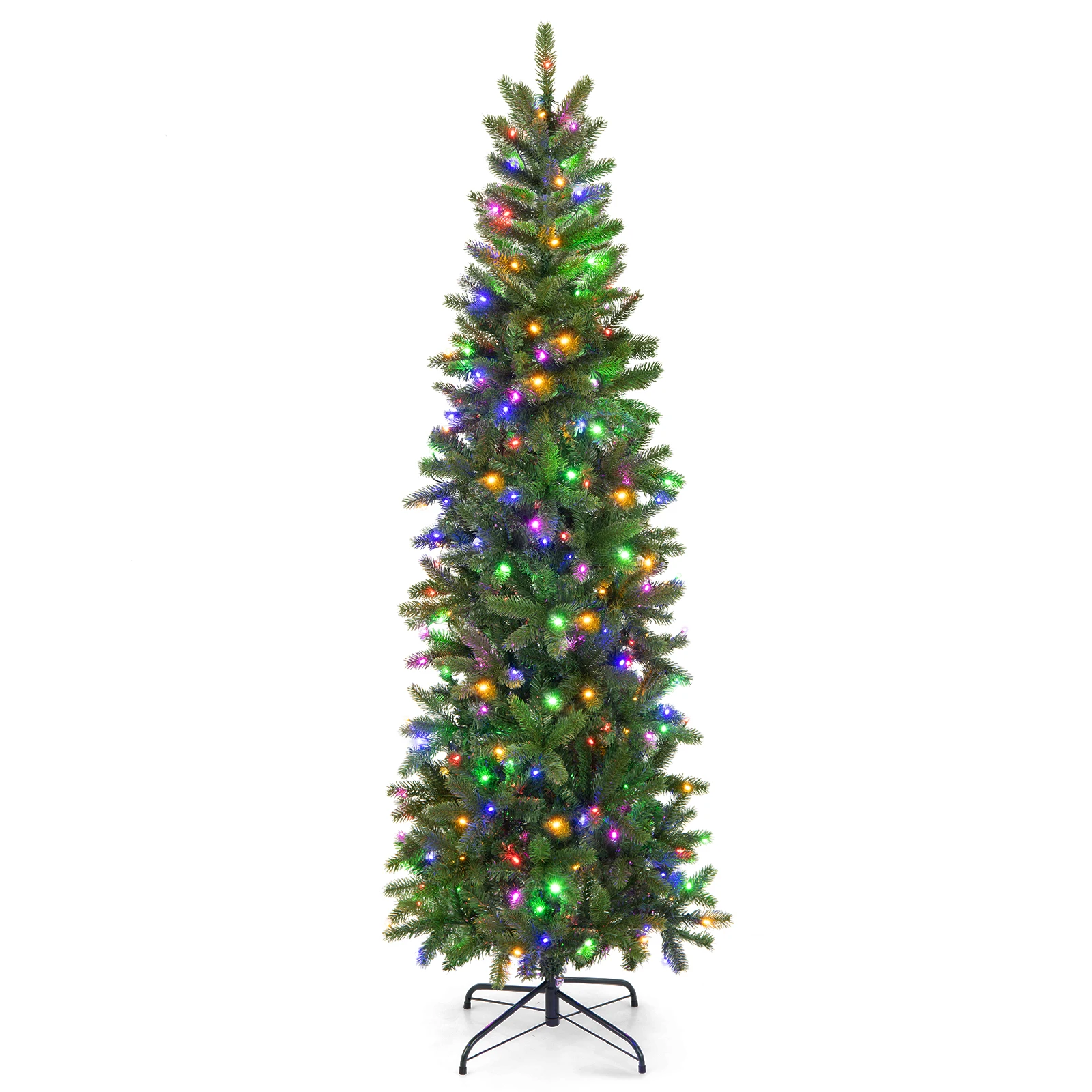 

6FT Pre-Lit Hinged Artificial Christmas Tree w/ 648 Tips & 270 Multicolor Lights