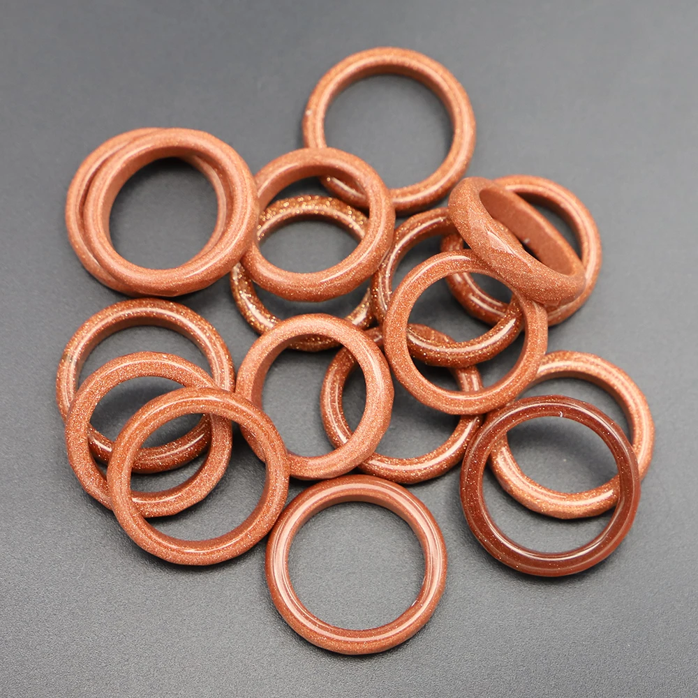 Natural Agate Round Ring Premium Fashion Couple's Style Unisex Personality Pointing Gift DIY Simple Jade Accessories Jewelry 20P