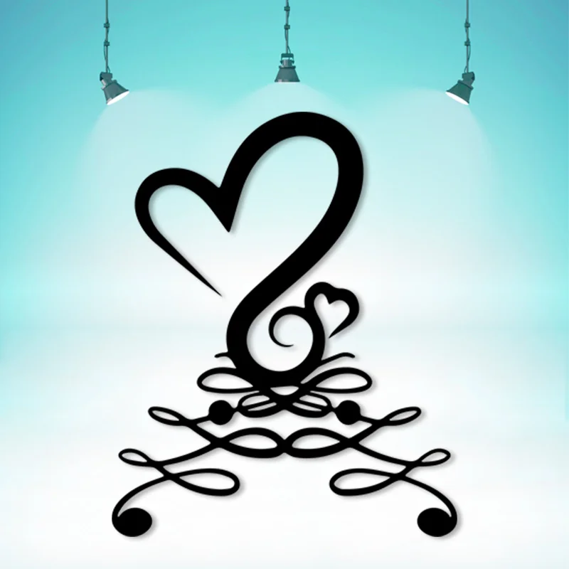 Arte Mural Metálico Vintage en Espiral con Forma de Corazón y Clave de Sol, Resistente a la Intemperie, para Decoración de Jardín, Garaje, Interiores y Exteriores