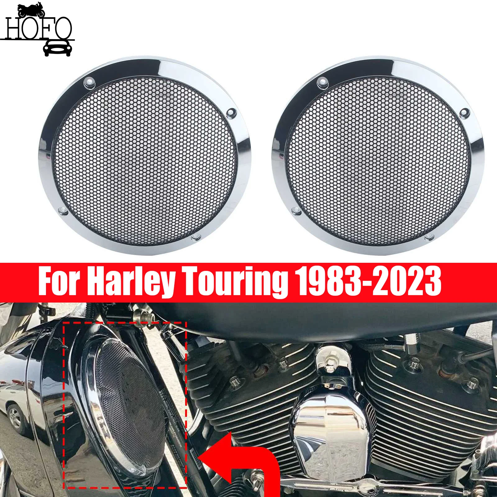 

6.5" Round Steel Mesh Grills For Harley Touring 1983-2023 Motorcycle Speaker Grill Mesh Cover