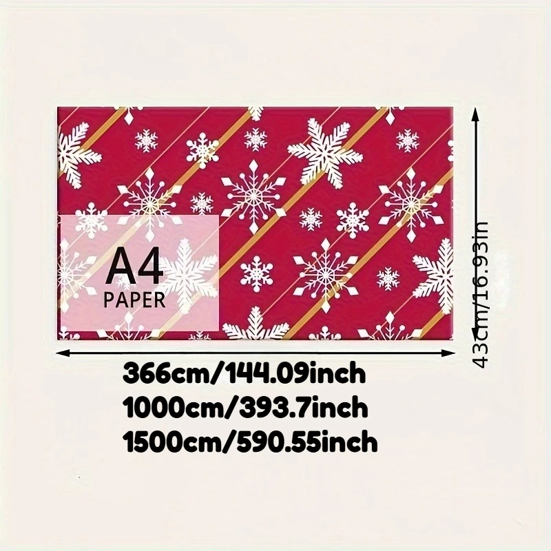 Extra Large Double-Sided Christmas Gift Wrap, Reindeer And Snowflake Design, Suitable for Holiday Presents, Paper Material