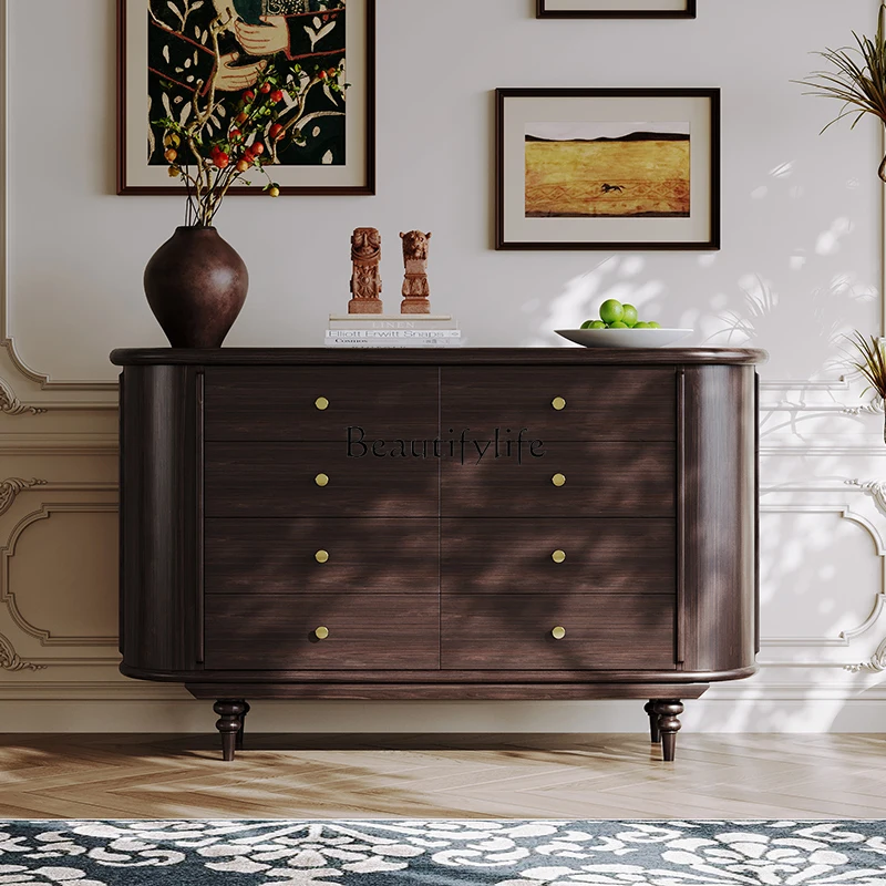 

Pure solid wood French multi-drawer storage hallway cabinet simple light luxury bedroom storage cabinet