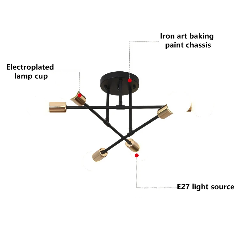 Żyrandol w stylu nordyckim lampa wisząca LED lampa sufitowa do sypialni salony czarne złoto hanglight dekoracja pokoju